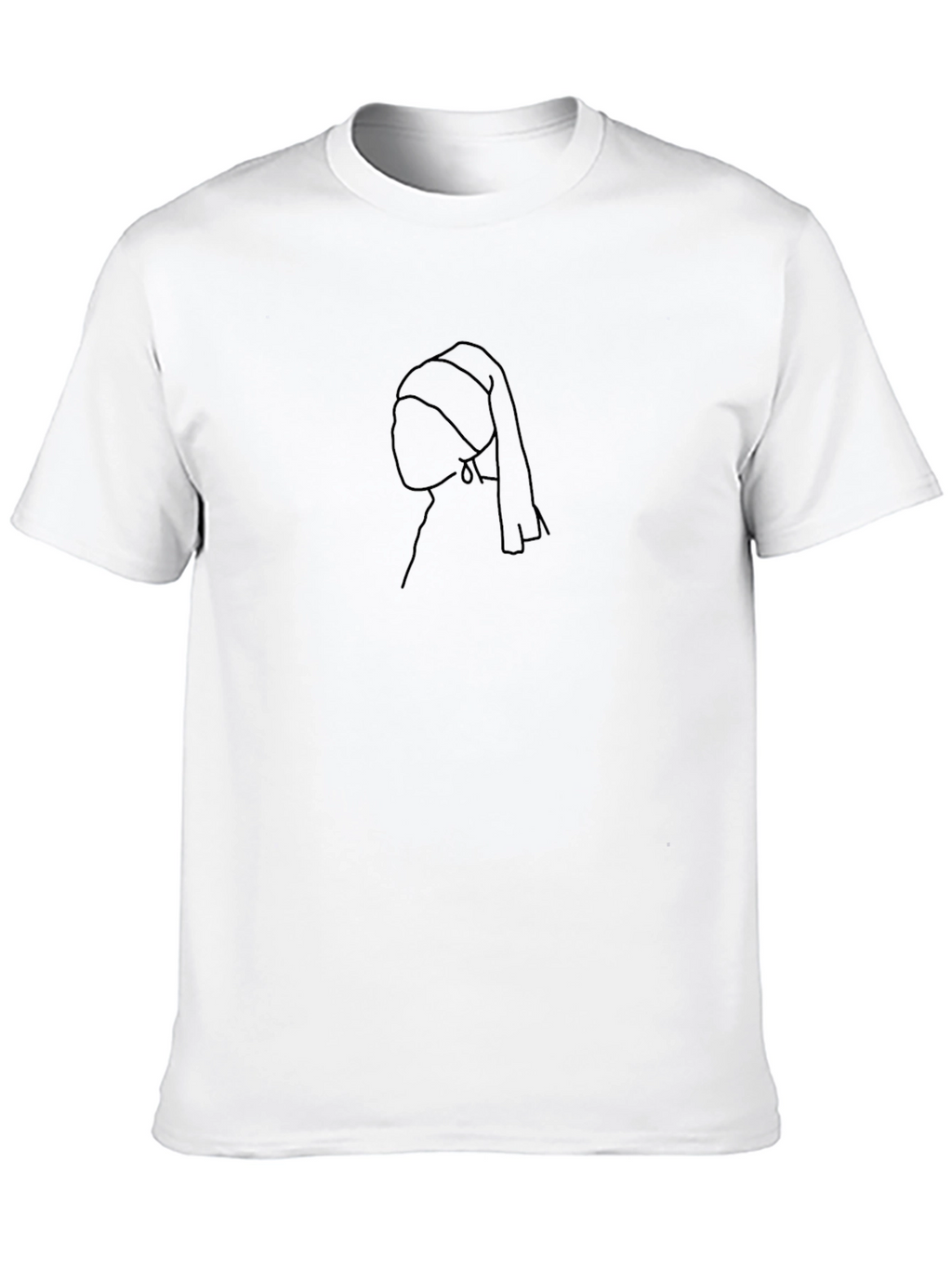 Minimalist Pearl Earring Black T-Shirt