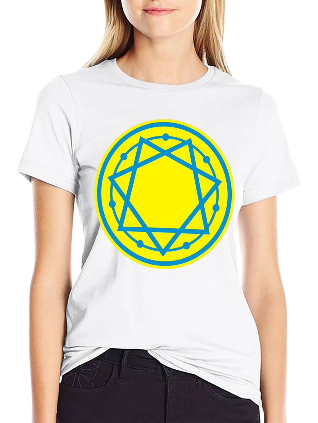 Geometric Symbol Tee - Black Cotton Blend T-Shirt