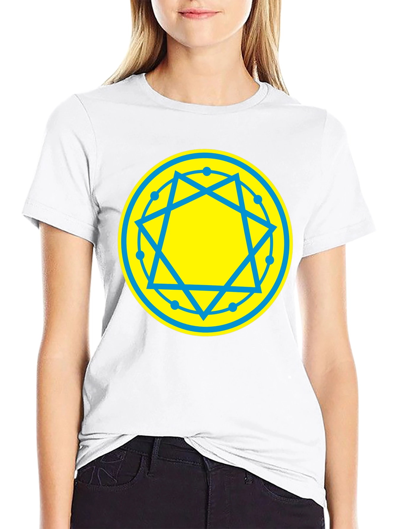 Geometric Symbol Tee - Black Cotton Blend T-Shirt