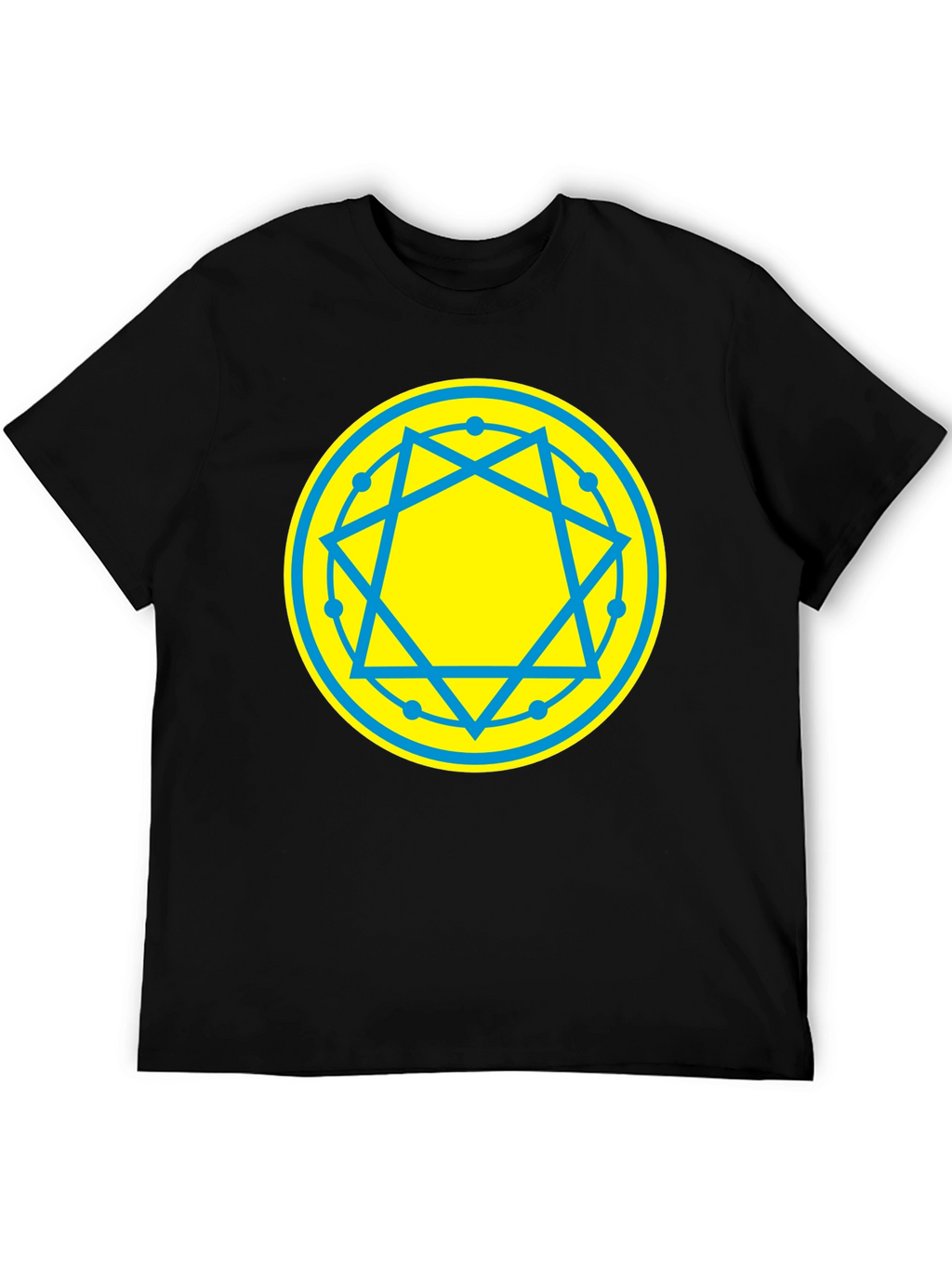 Geometric Symbol Tee - Black Cotton Blend T-Shirt