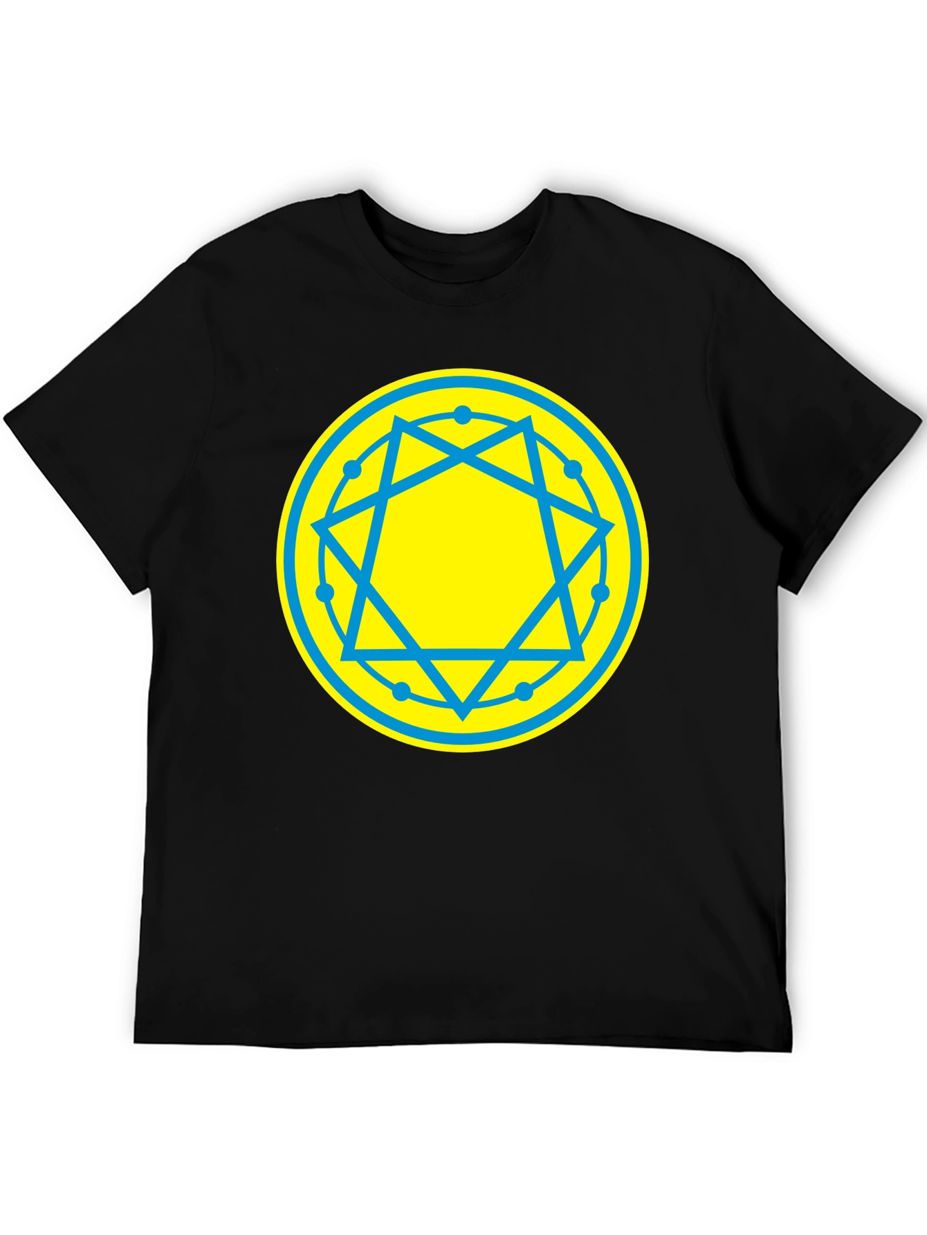 Geometric Symbol Tee - Black Cotton Blend T-Shirt