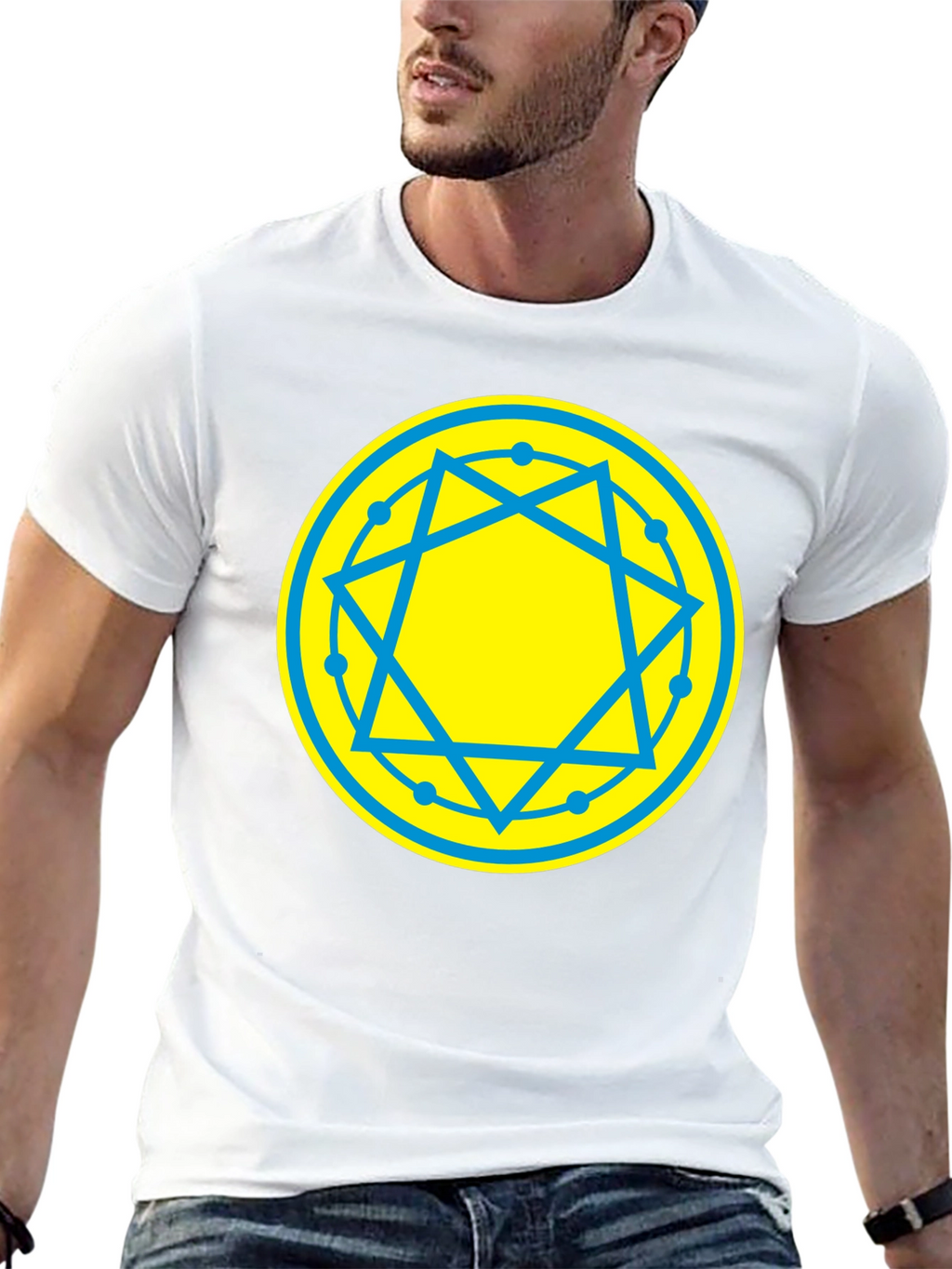 Geometric Symbol Tee - Black Cotton Blend T-Shirt