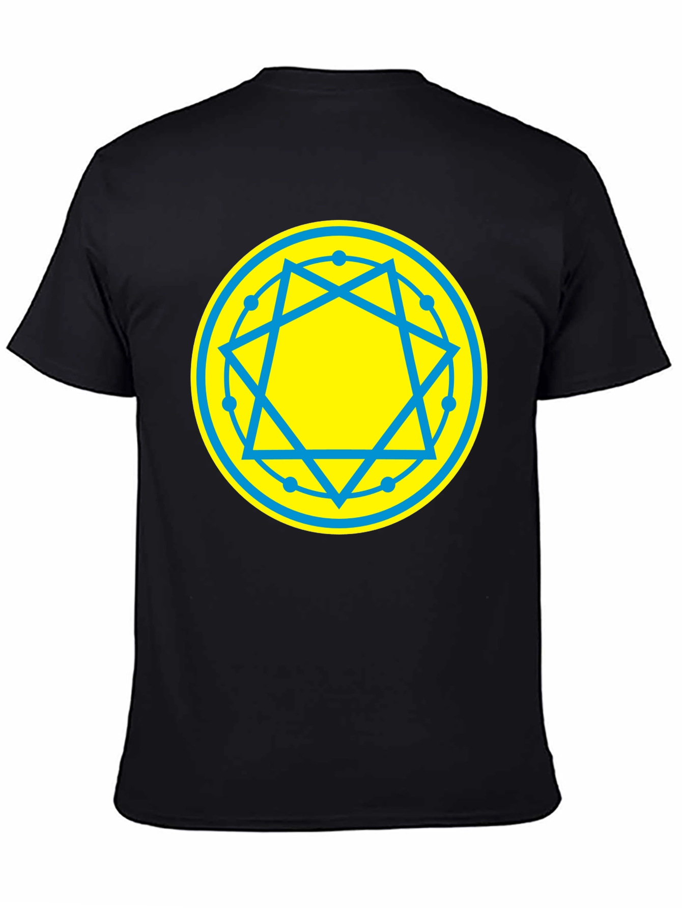 Geometric Symbol Tee - Black Cotton Blend T-Shirt