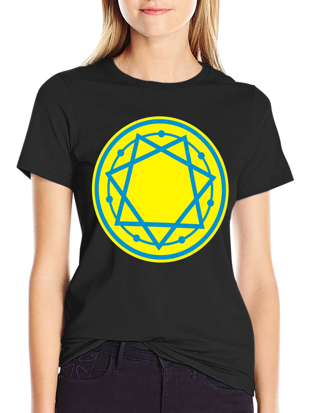 Geometric Symbol Tee - Black Cotton Blend T-Shirt