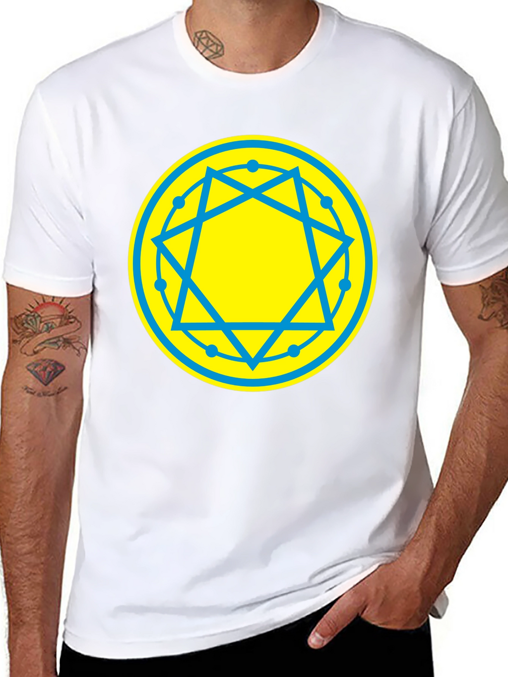 Geometric Symbol Tee - Black Cotton Blend T-Shirt