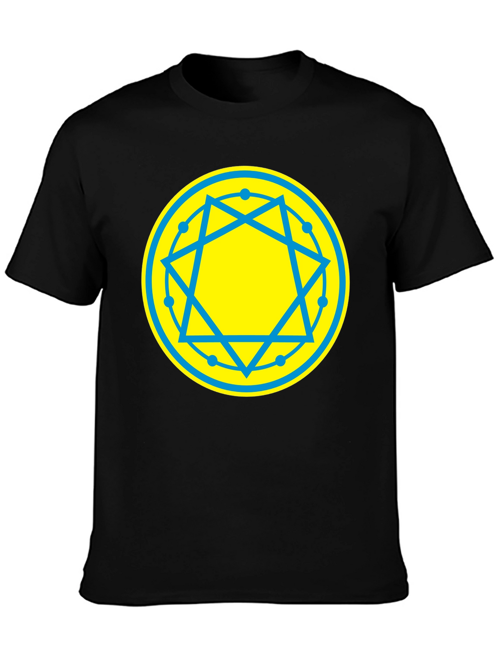 Geometric Symbol Tee - Black Cotton Blend T-Shirt