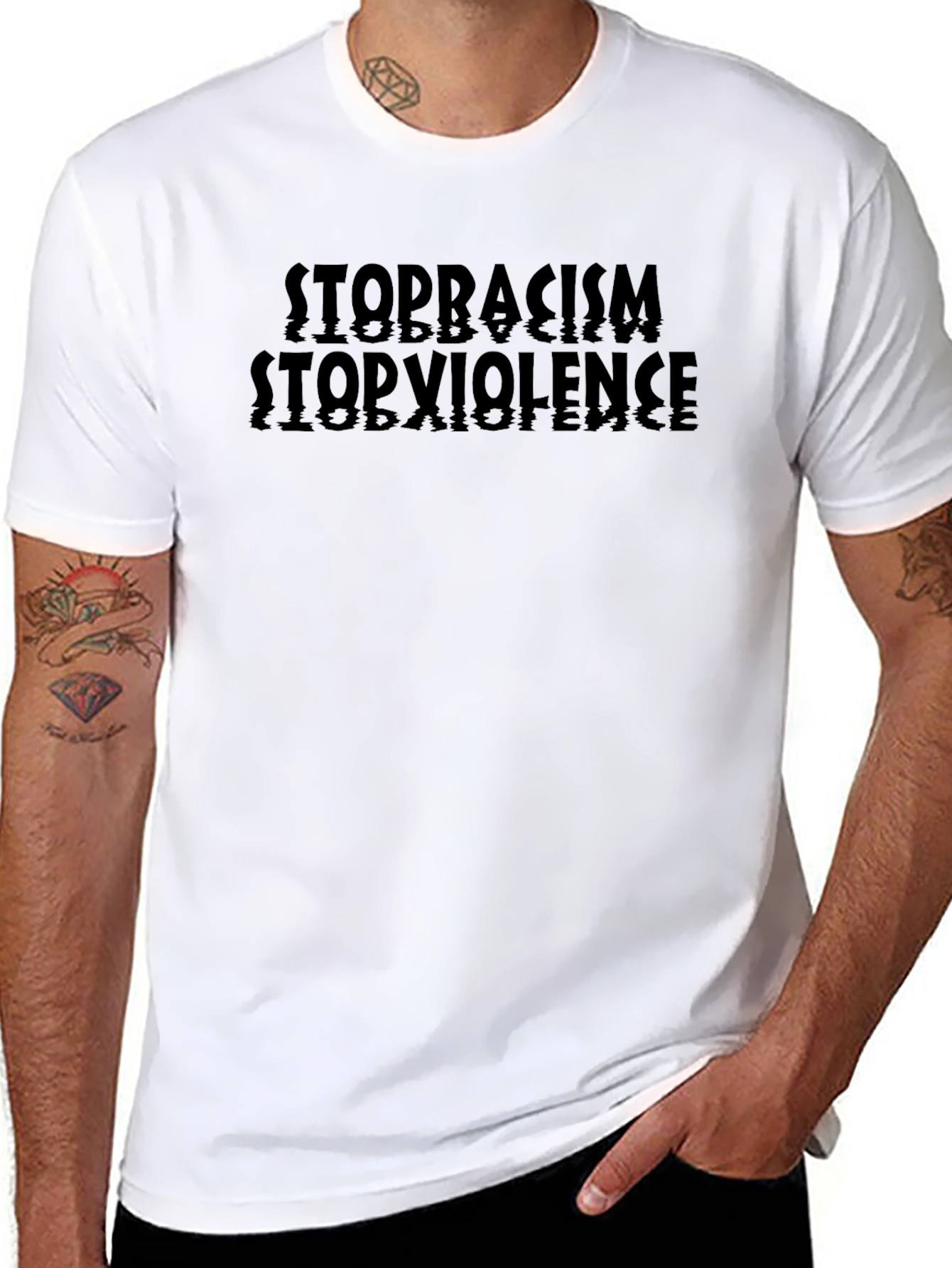 Stop Racism Stop Violence Graphic T-Shirt