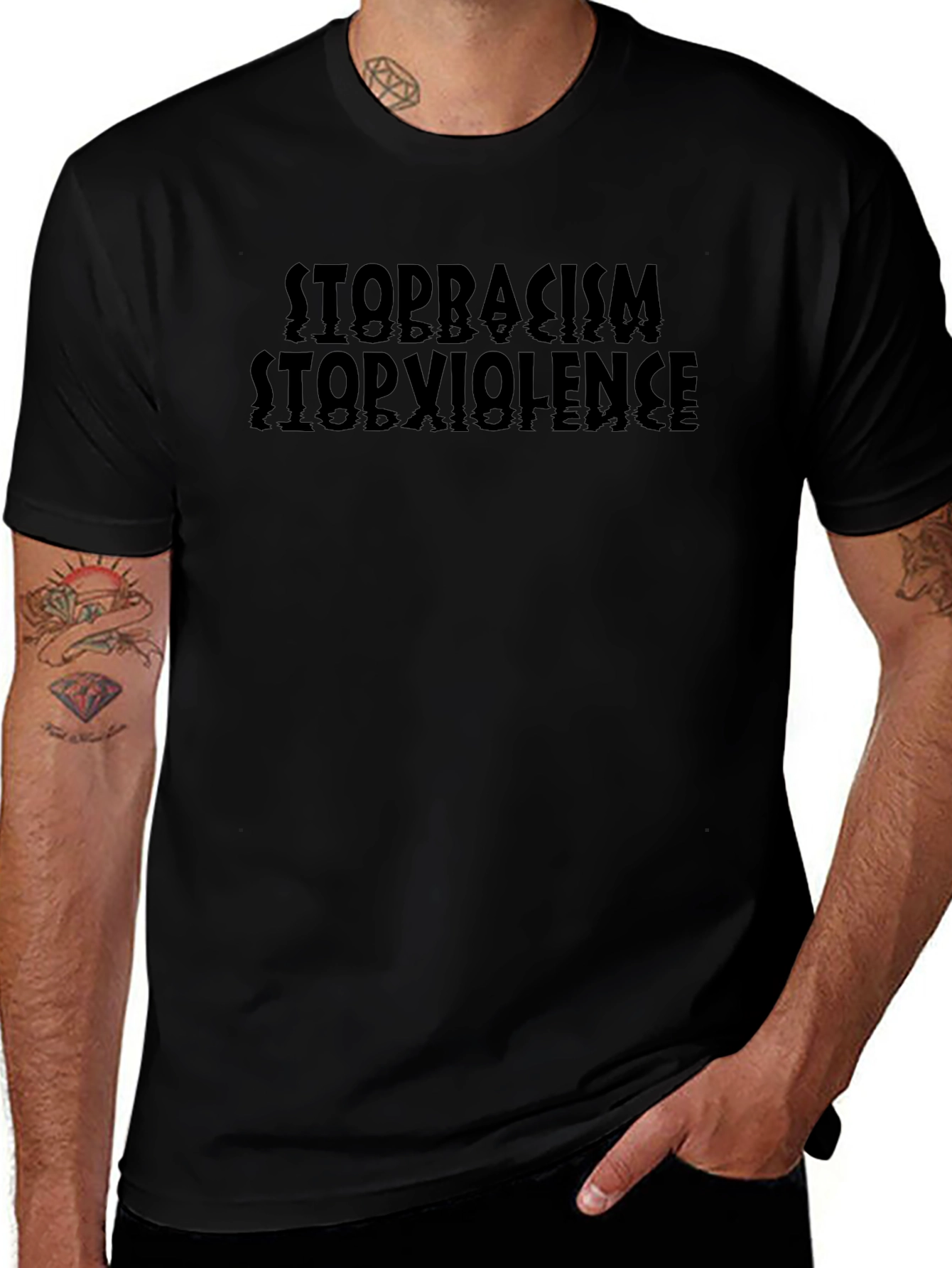 Stop Racism Stop Violence Graphic T-Shirt