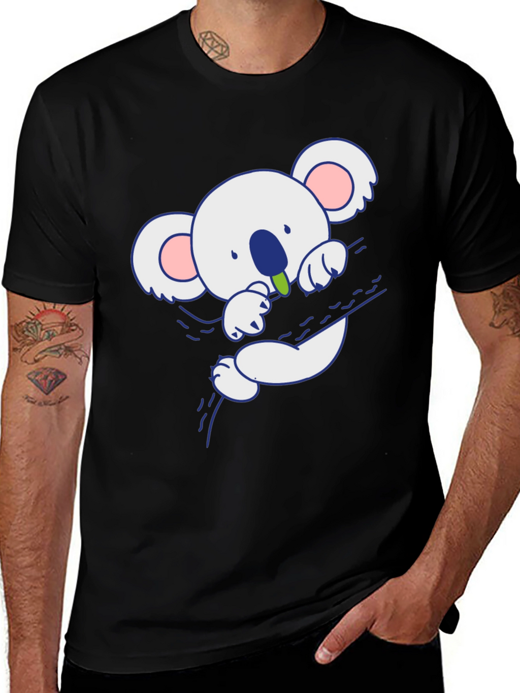 Cute Koala Bear Graphic T-Shirt - Black