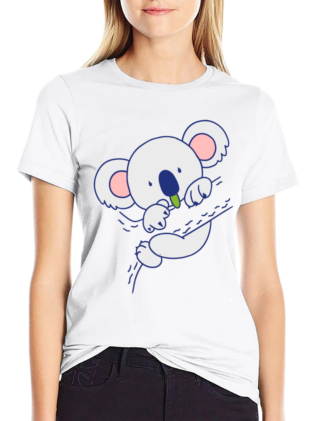 Cute Koala Bear Graphic T-Shirt - Black