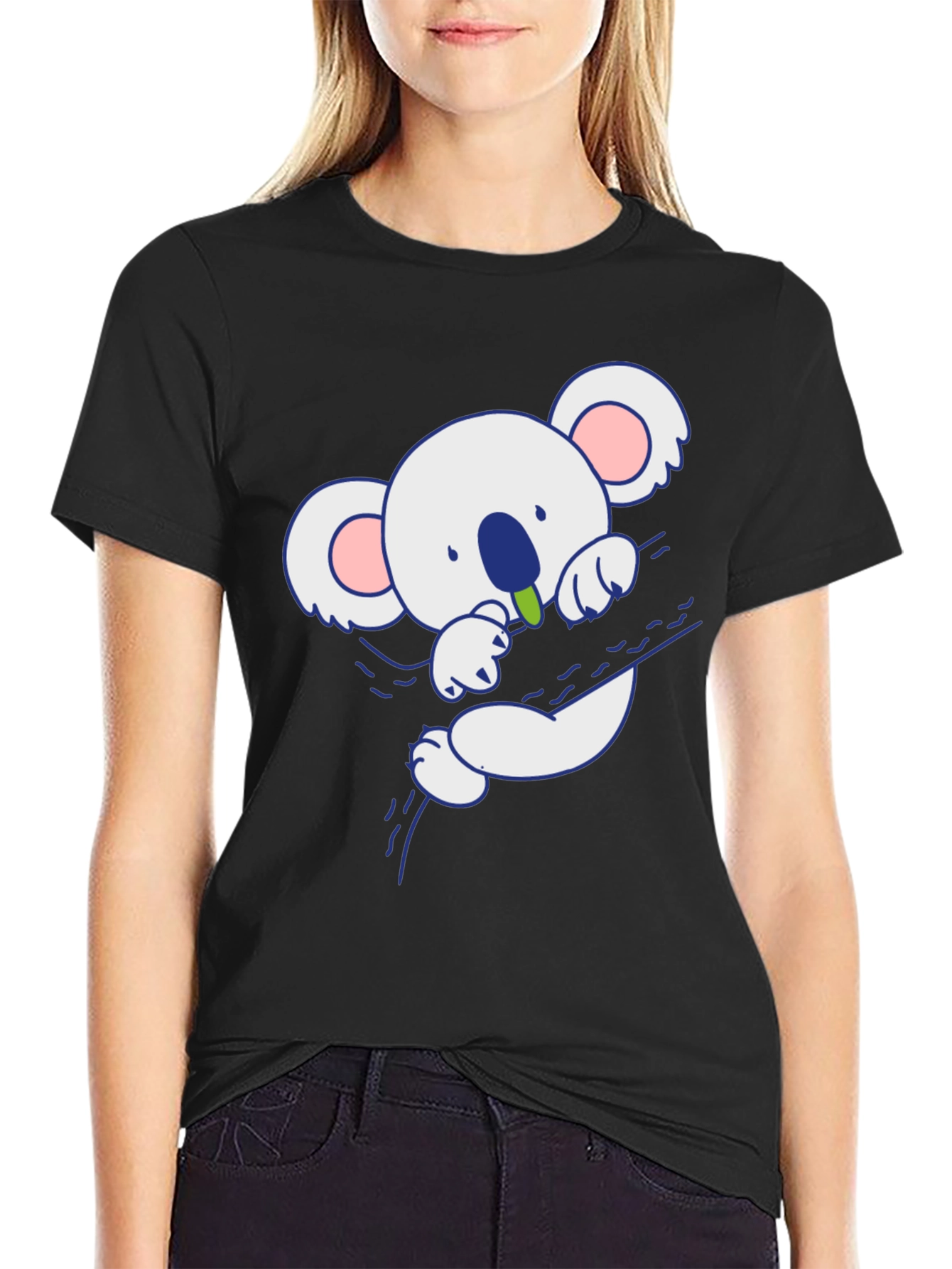 Cute Koala Bear Graphic T-Shirt - Black