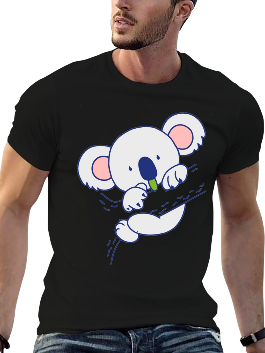 Cute Koala Bear Graphic T-Shirt - Black