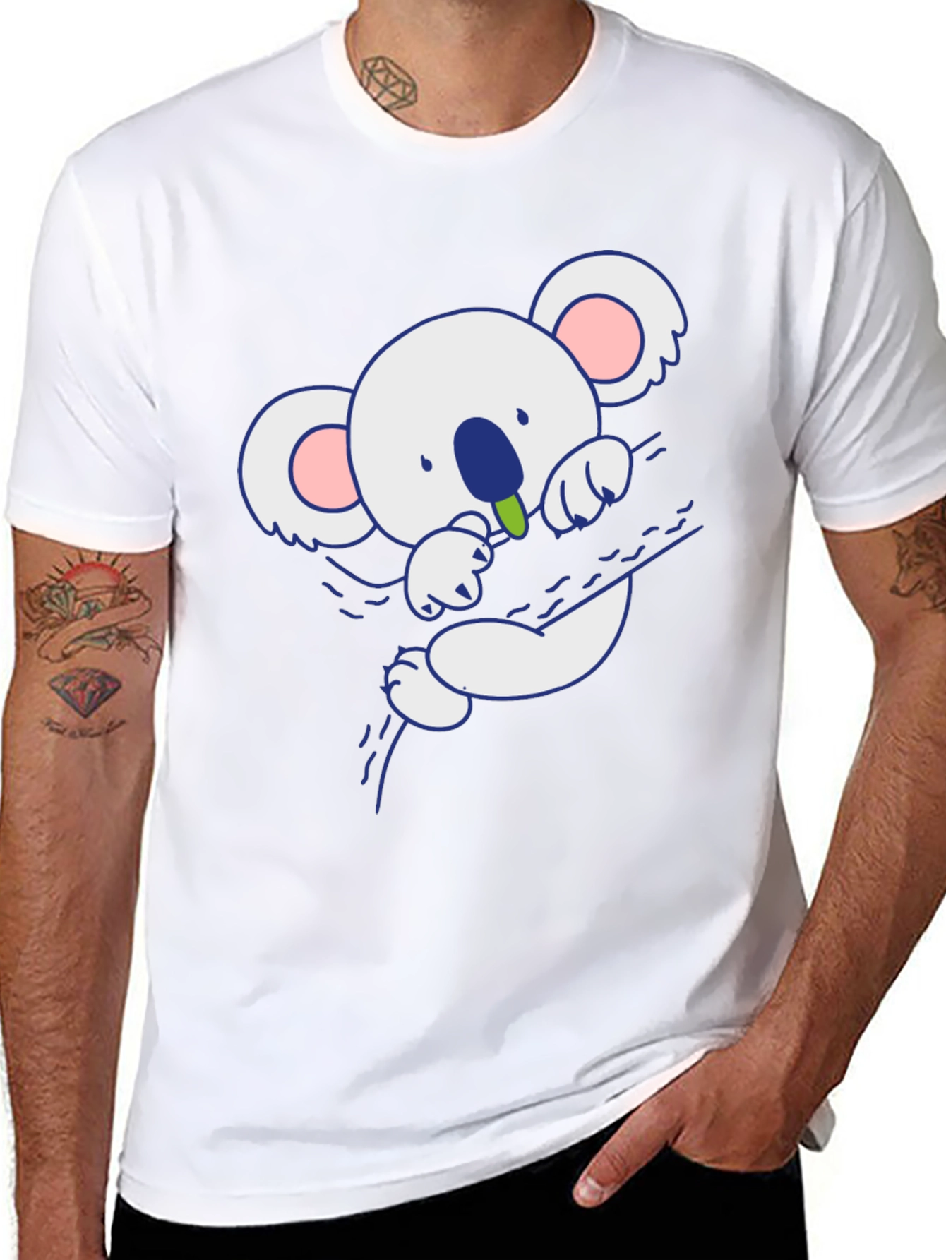 Cute Koala Bear Graphic T-Shirt - Black