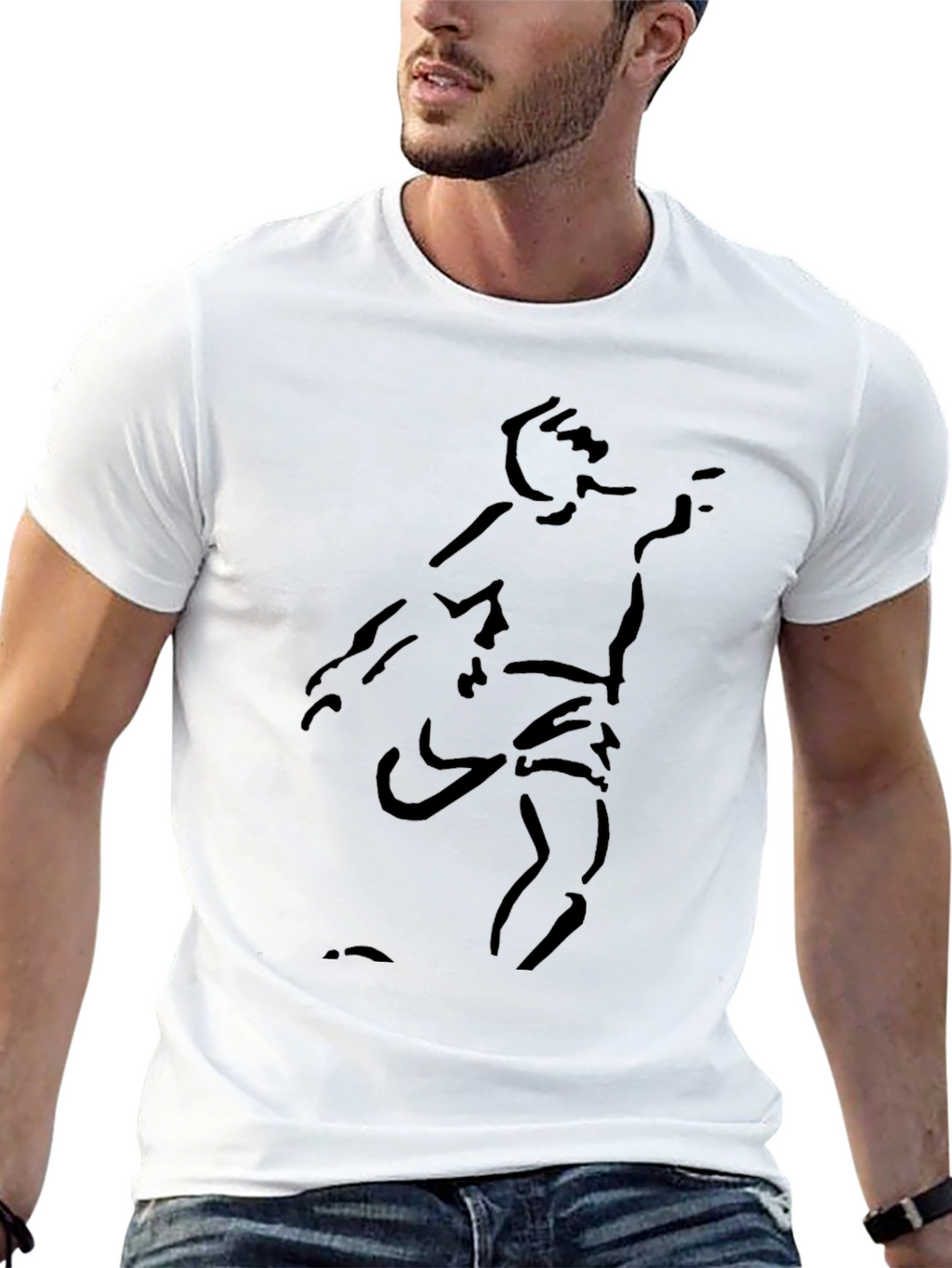 Minimalist Sketch Graphic Black T-Shirt