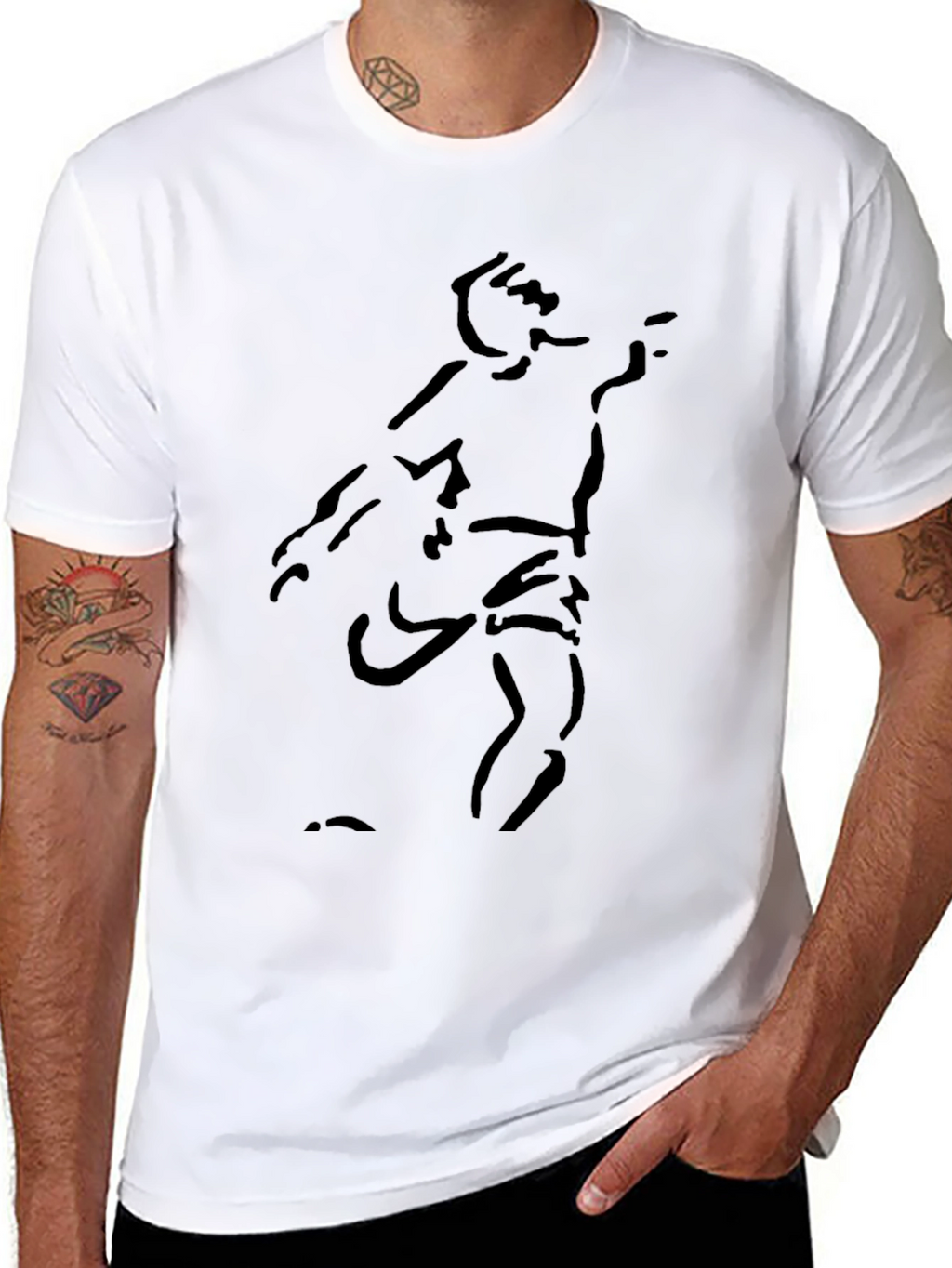 Minimalist Sketch Graphic Black T-Shirt