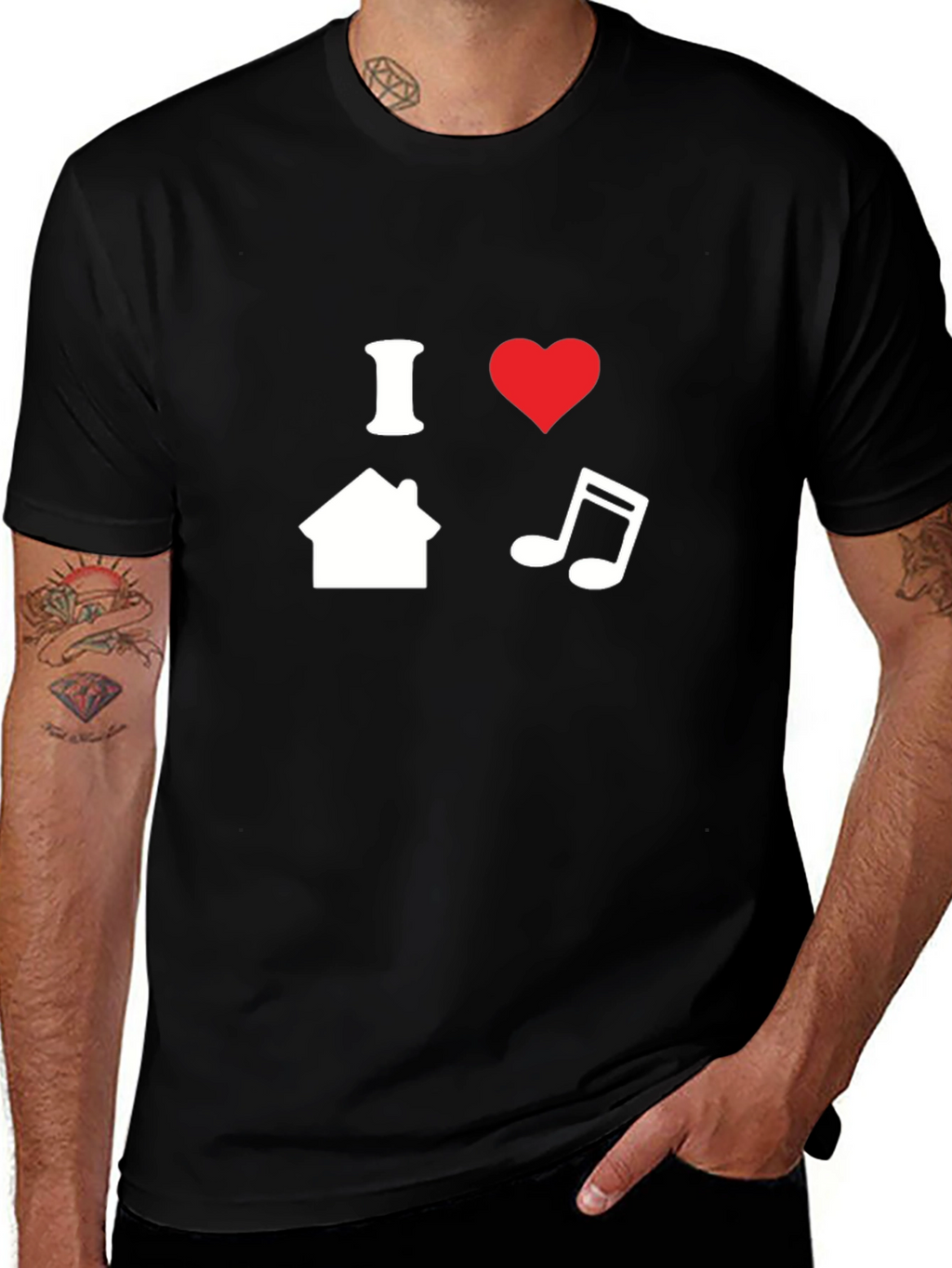 I Love House Music T-Shirt - Black Graphic Tee