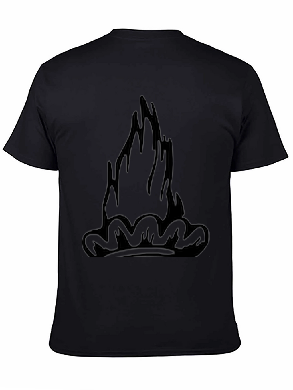 Black Tee with Graphic Flame Design