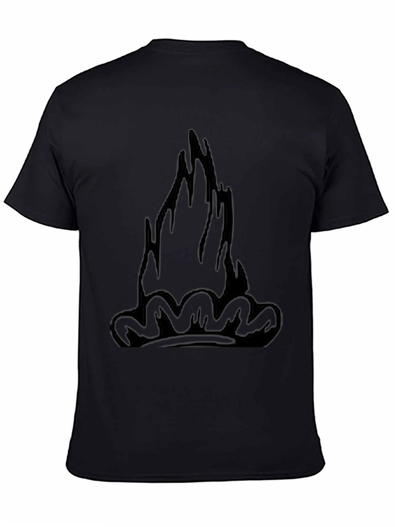 Black Tee with Graphic Flame Design