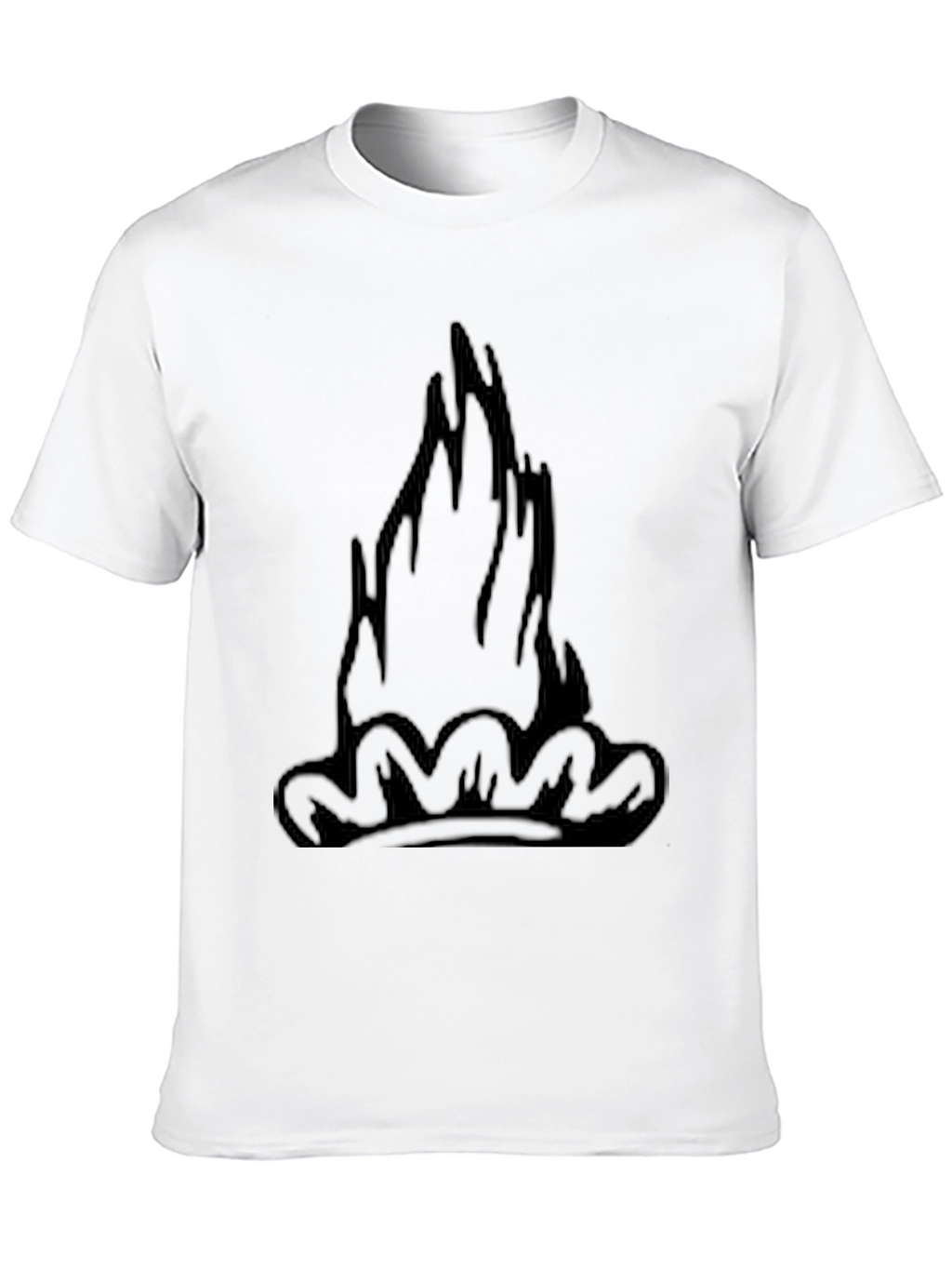 Black Tee with Graphic Flame Design
