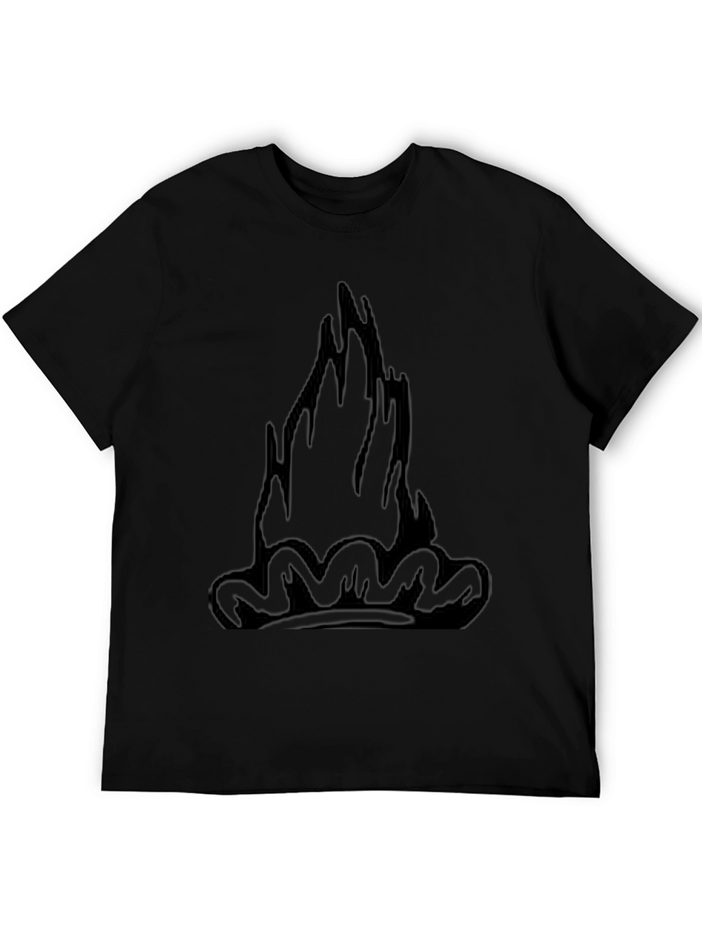 Black Tee with Graphic Flame Design