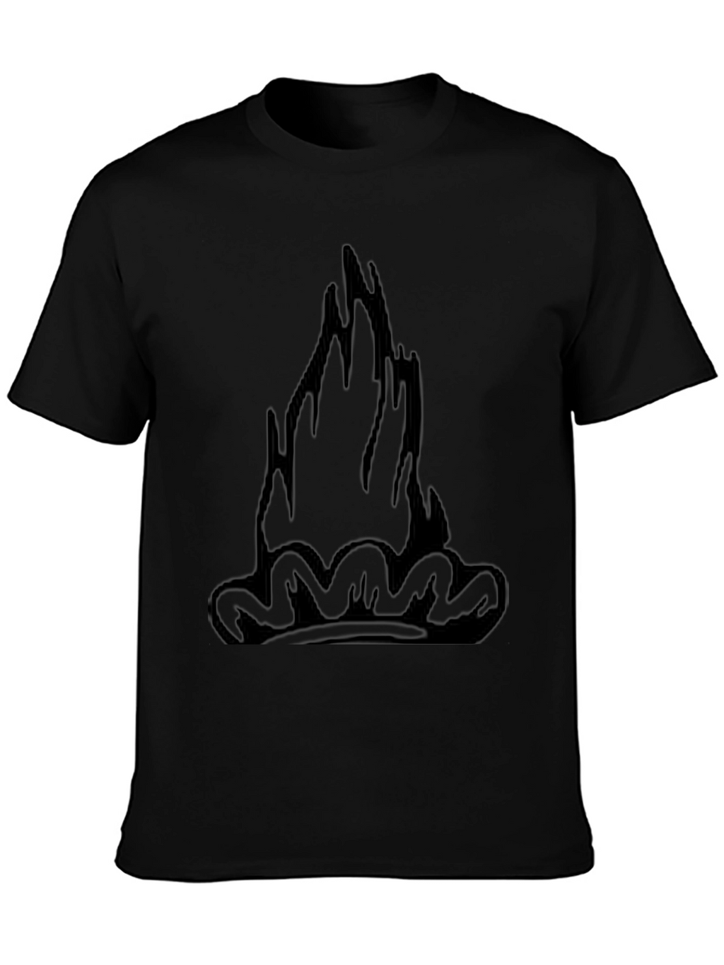 Black Tee with Graphic Flame Design