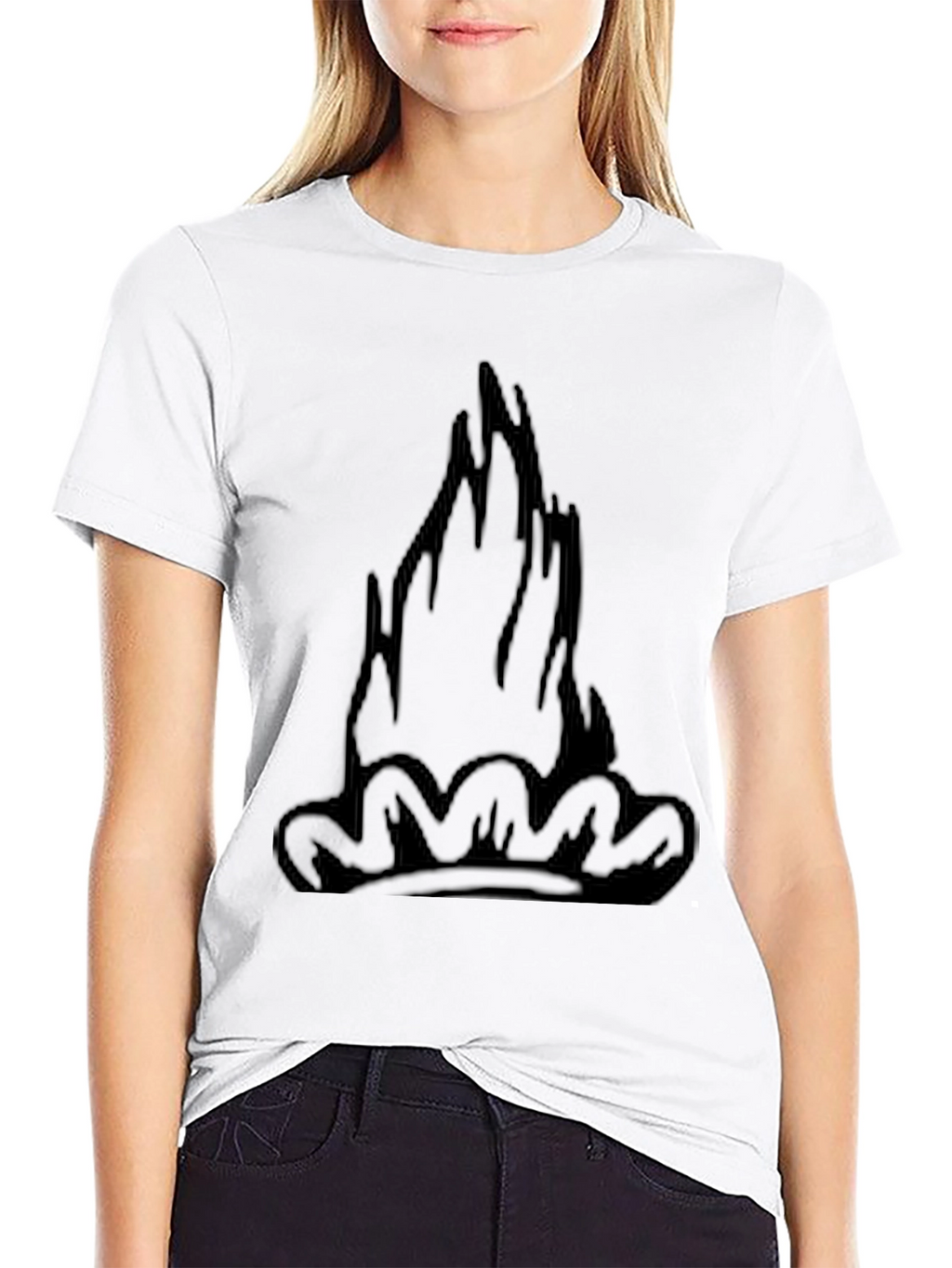 Black Tee with Graphic Flame Design
