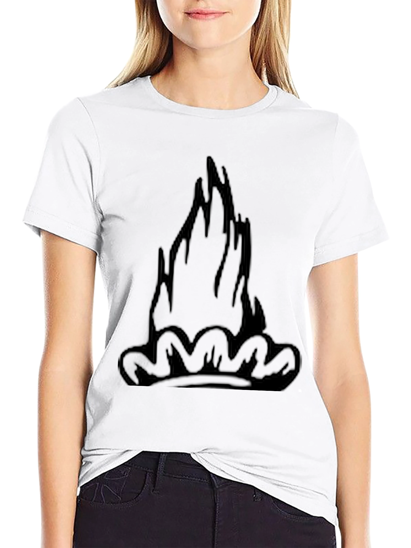 Black Tee with Graphic Flame Design