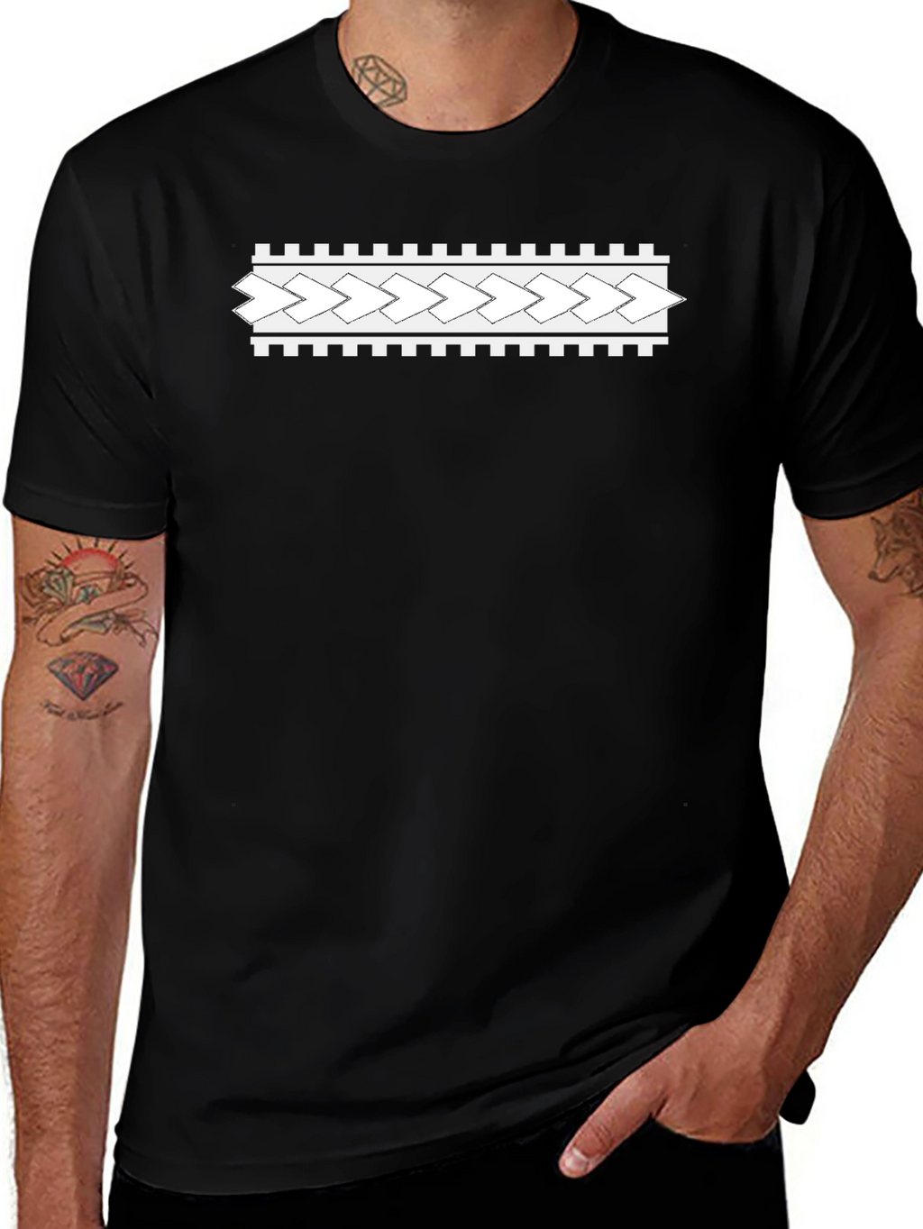 Modern Patterned Black T-Shirt