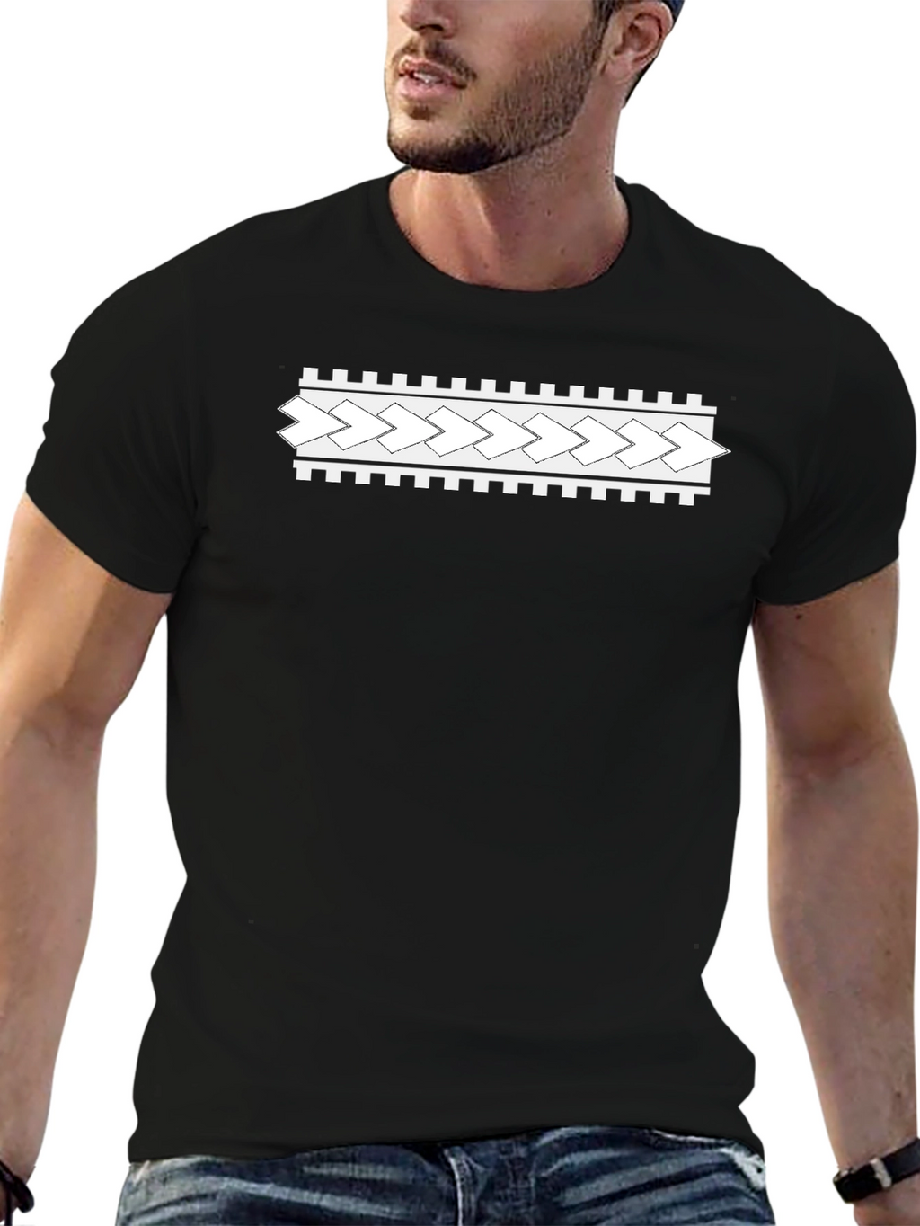 Modern Patterned Black T-Shirt