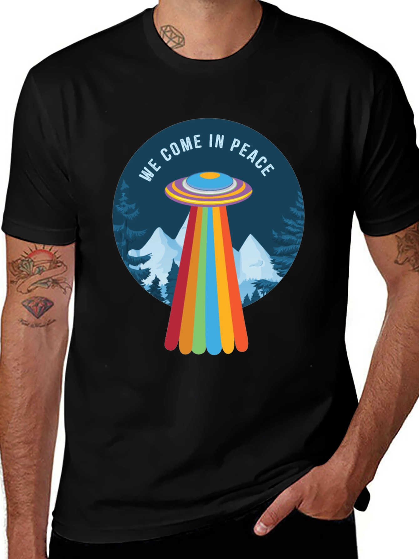 We Come In Peace UFO Graphic Tee