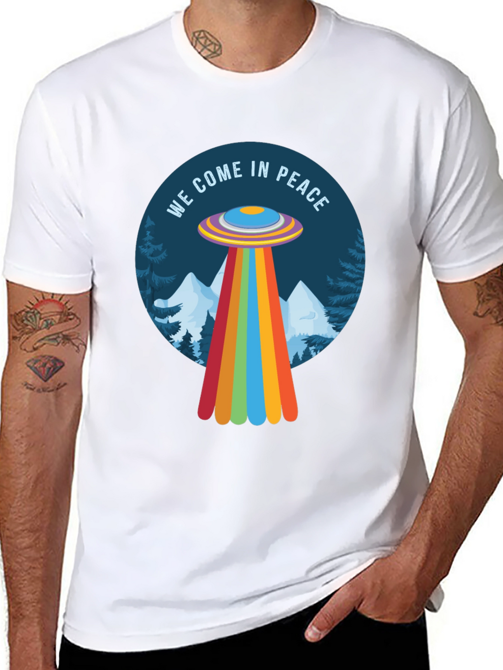 We Come In Peace UFO Graphic Tee
