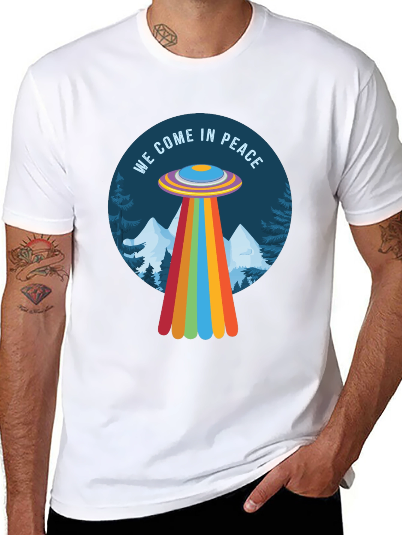 We Come In Peace UFO Graphic Tee