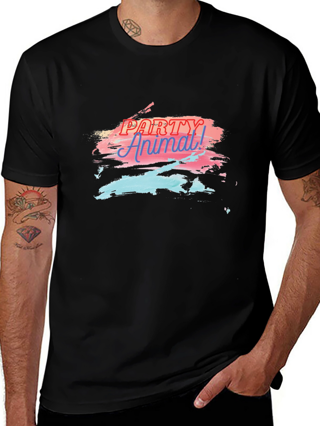 Party Animal Graphic Black T-Shirt