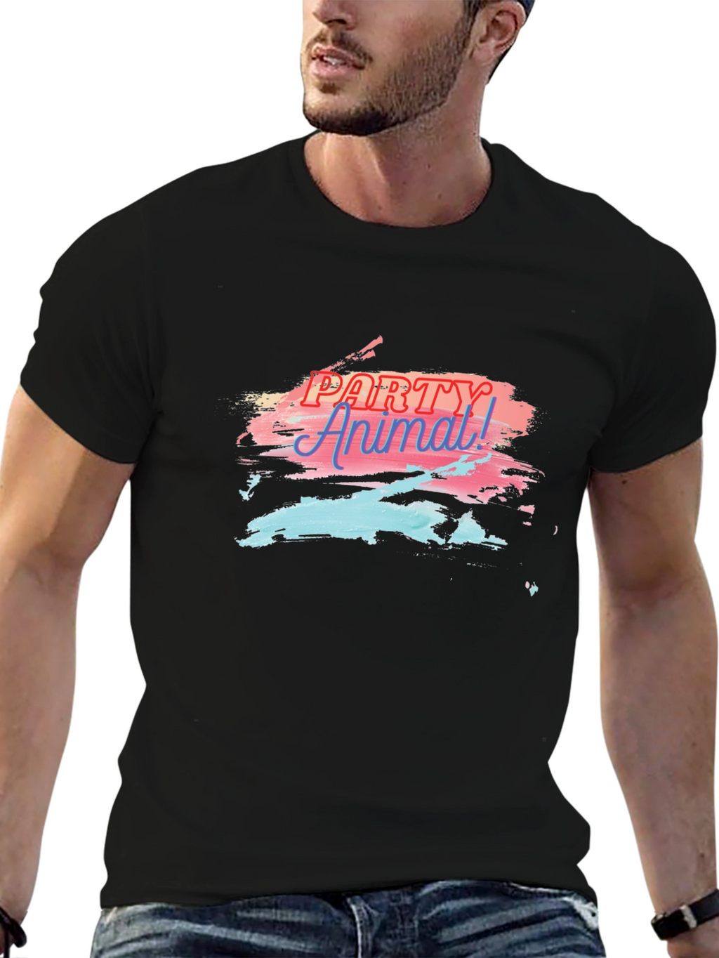 Party Animal Graphic Black T-Shirt