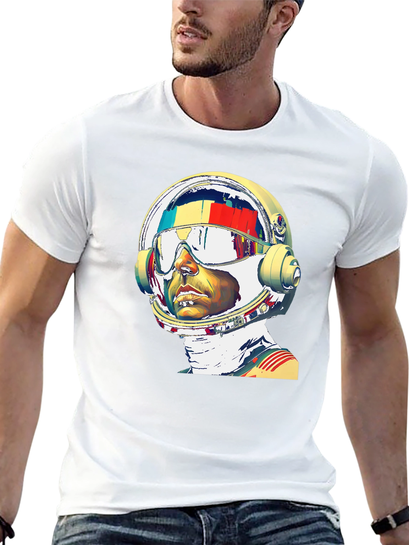 Astronaut Graphic Print T-Shirt - Modern Style
