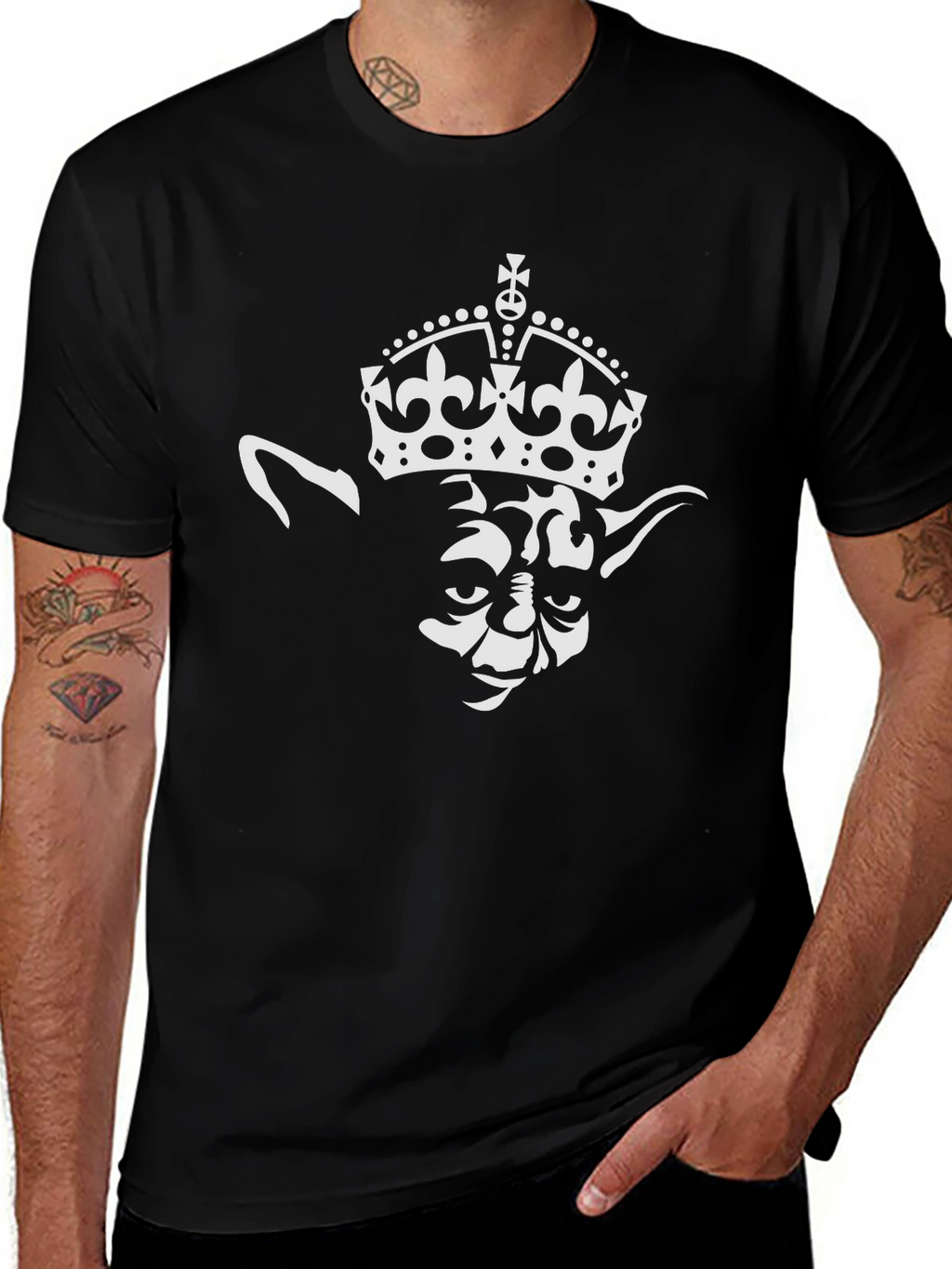 Yoda King Graphic T-Shirt - Black