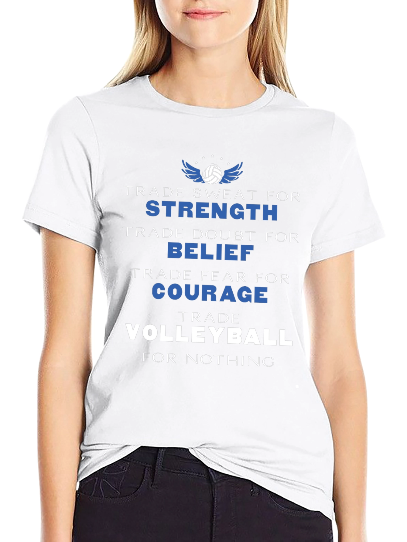 Volleyball Motivation T-Shirt: Strength Belief Courage