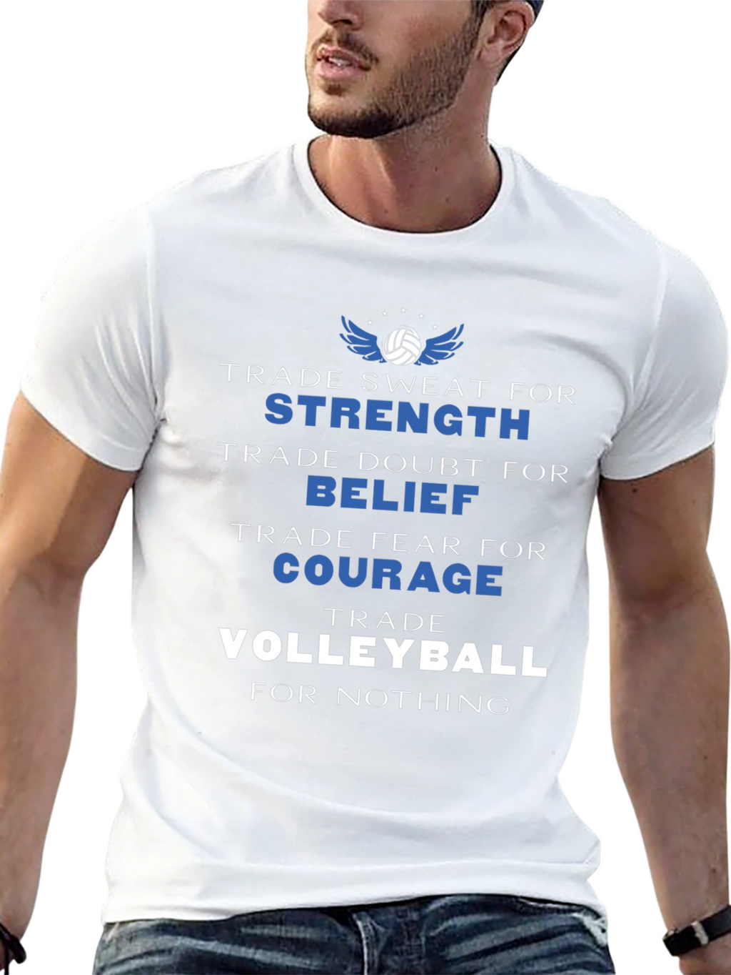 Volleyball Motivation T-Shirt: Strength Belief Courage