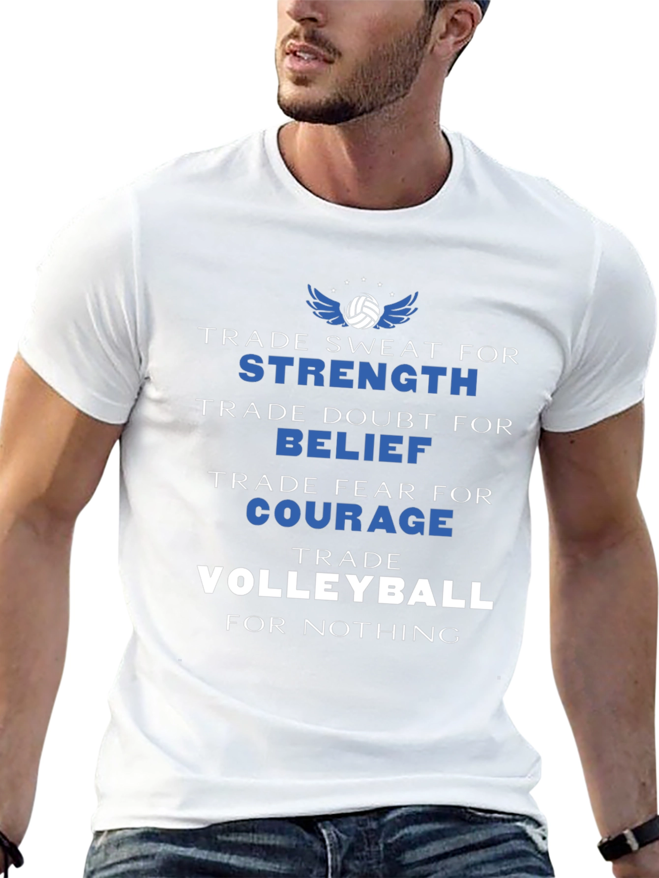 Volleyball Motivation T-Shirt: Strength Belief Courage
