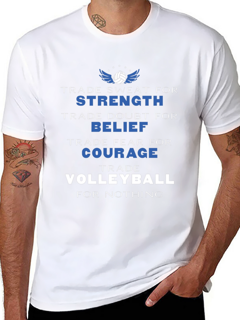 Volleyball Motivation T-Shirt: Strength Belief Courage