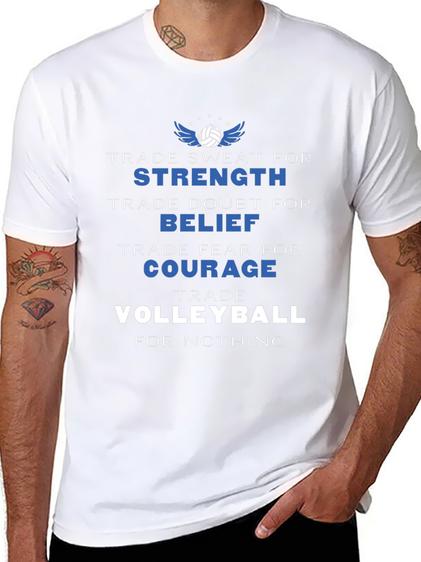 Volleyball Motivation T-Shirt: Strength Belief Courage