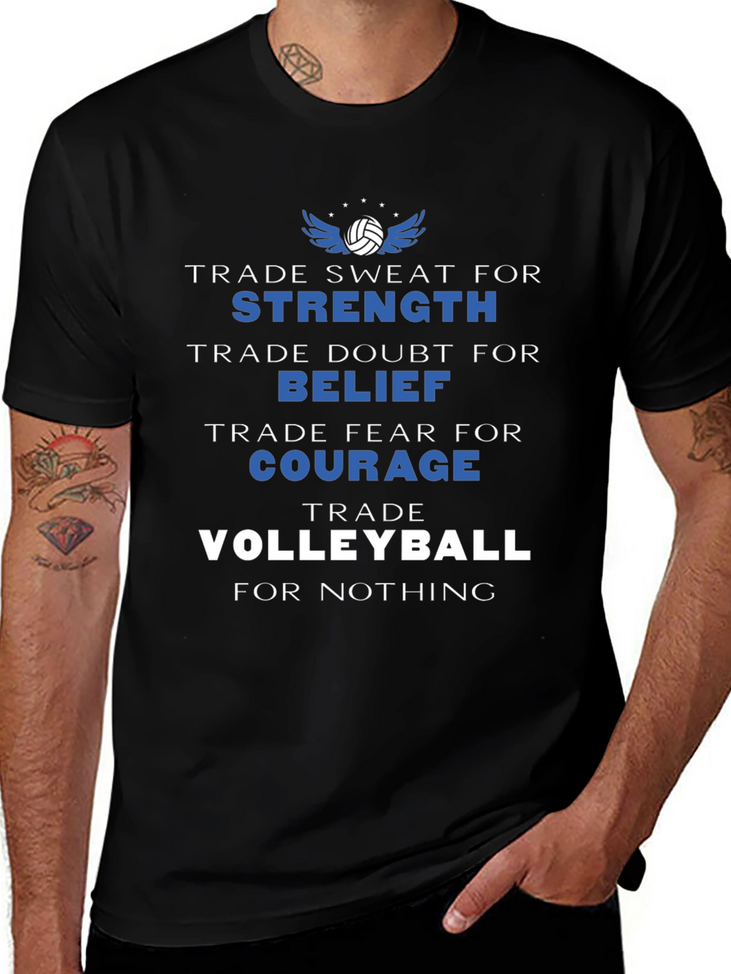 Volleyball Motivation T-Shirt: Strength Belief Courage