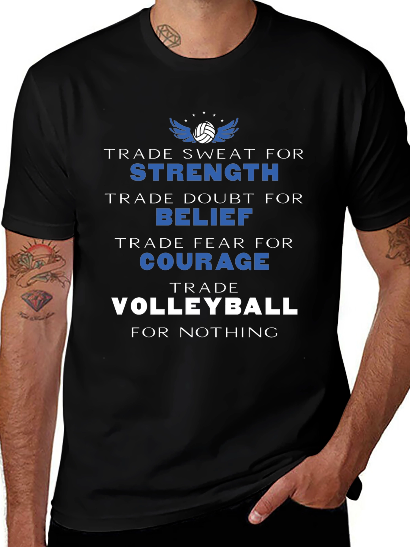 Volleyball Motivation T-Shirt: Strength Belief Courage