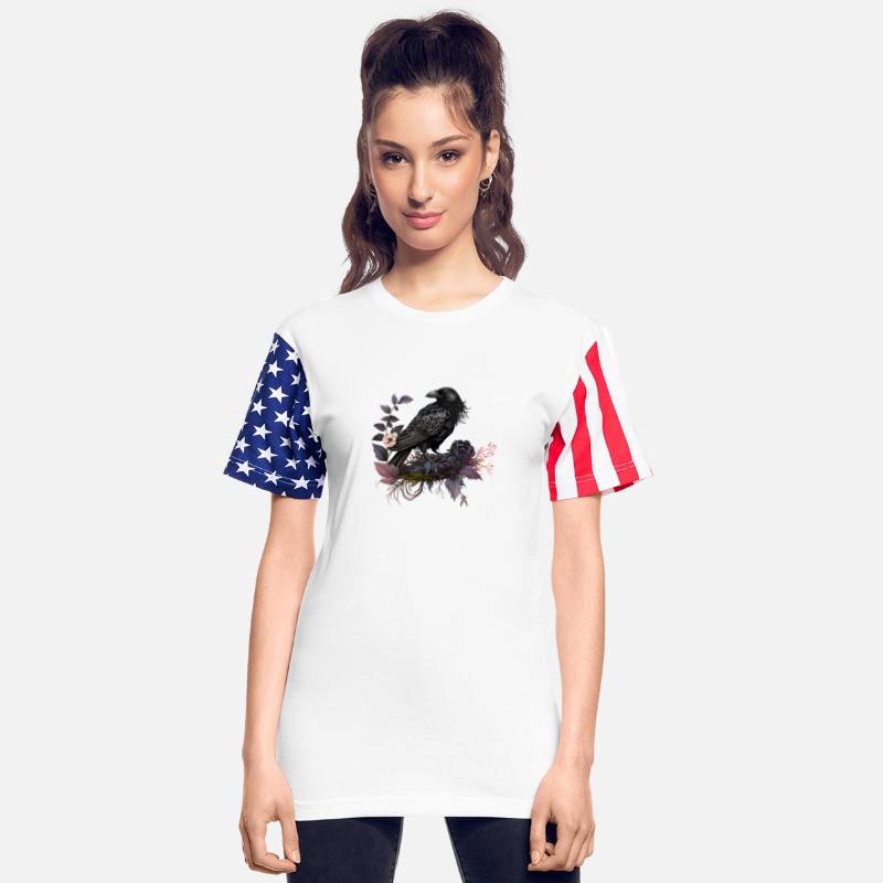 Watercolor Black Raven With Flowers Design 2