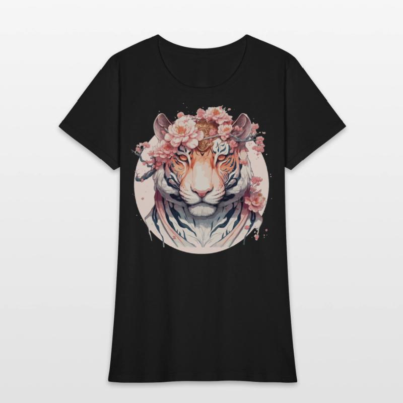 Watercolor Flower Tiger Chinese Zodiac Animal Sign