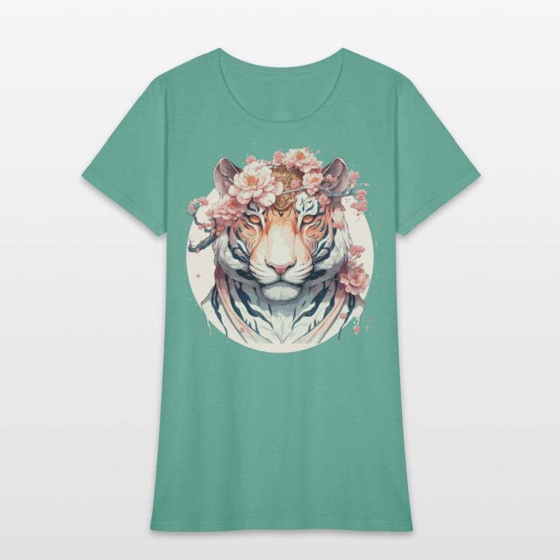 Watercolor Flower Tiger Chinese Zodiac Animal Sign