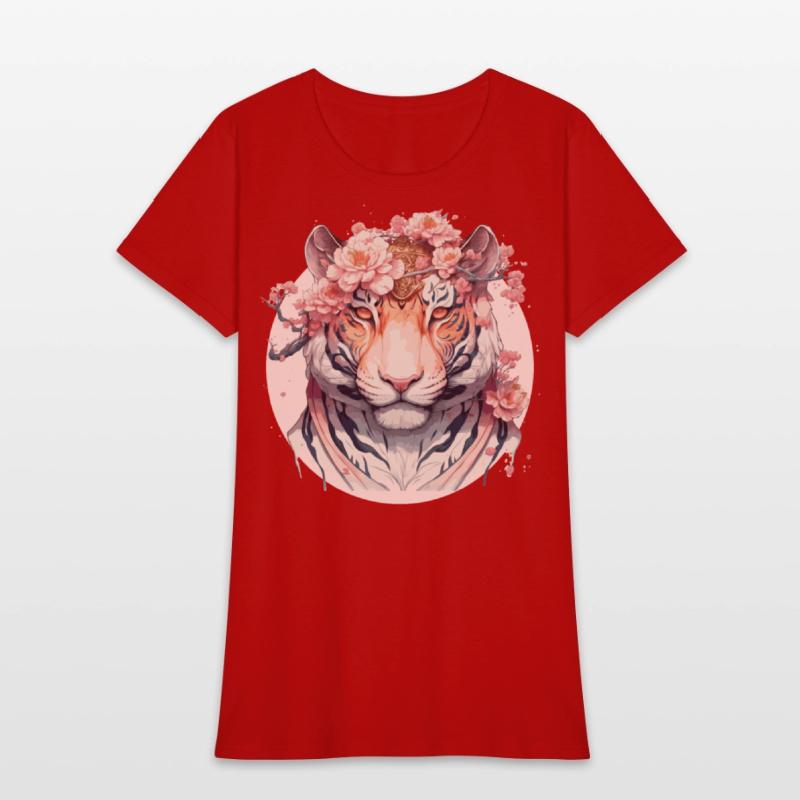 Watercolor Flower Tiger Chinese Zodiac Animal Sign