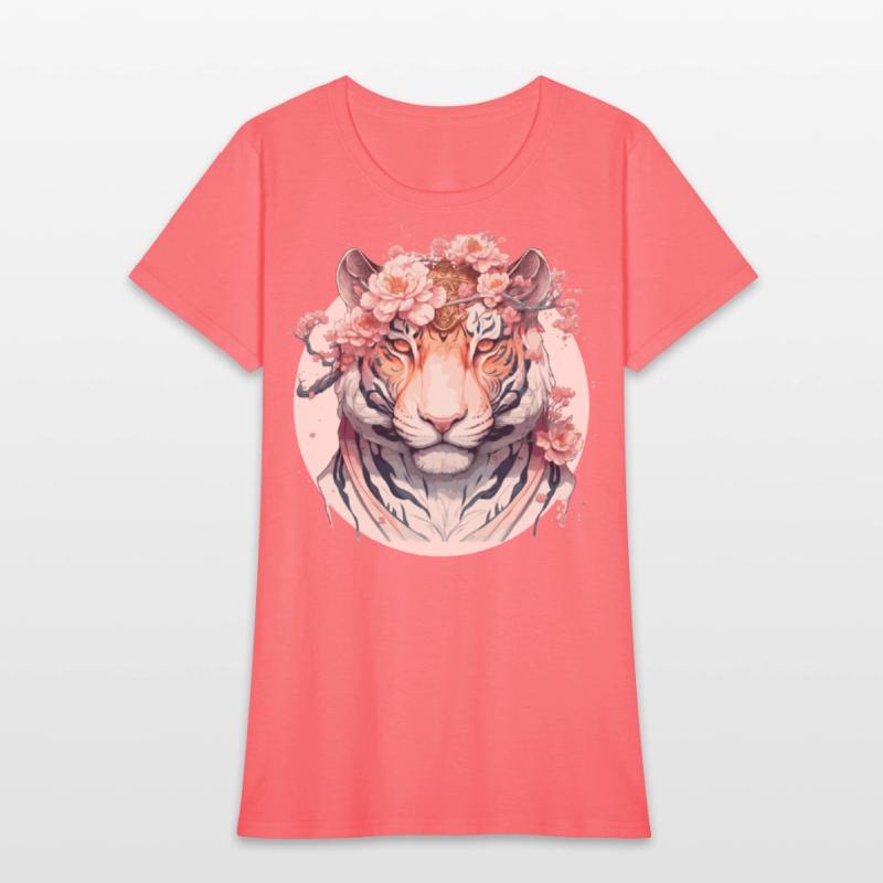 Watercolor Flower Tiger Chinese Zodiac Animal Sign