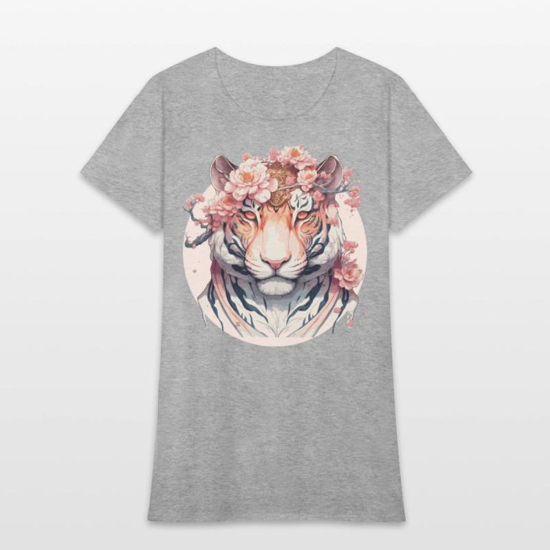 Watercolor Flower Tiger Chinese Zodiac Animal Sign