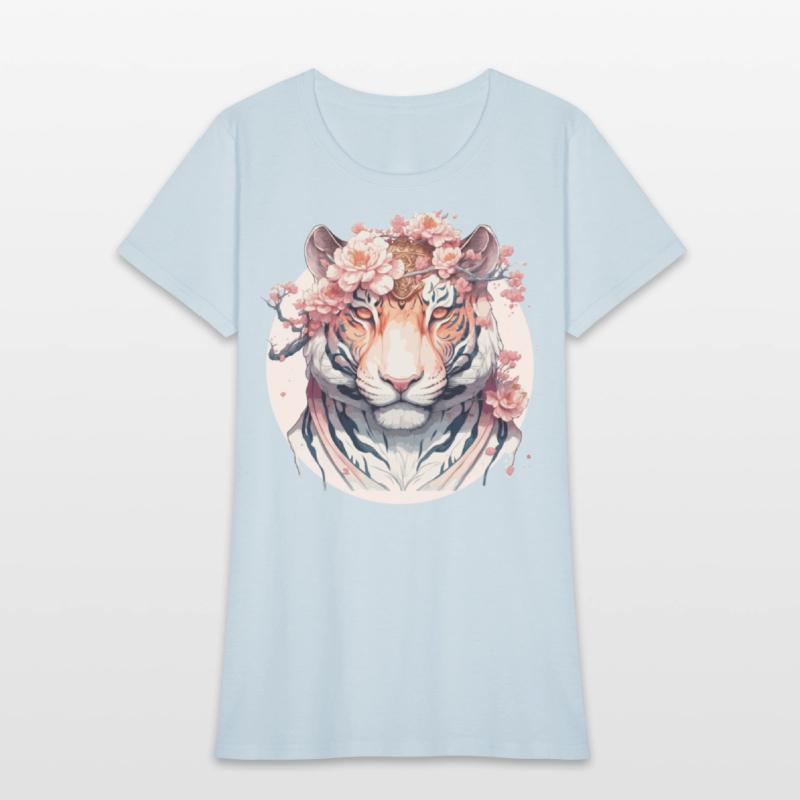 Watercolor Flower Tiger Chinese Zodiac Animal Sign